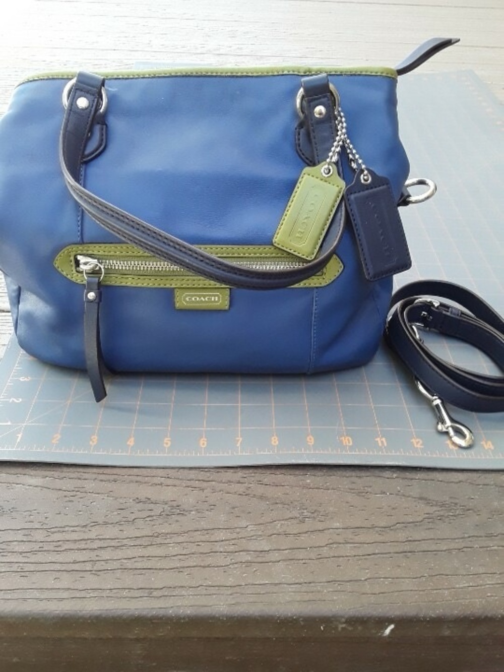 RARE BLUE Coach Daisy Spectator Leather Mia Convertible Satchel Crossbody F2391